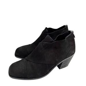 Eileen Fisher Ankle Boots Size 6 Black Ember Block Heel Back Zip Booties